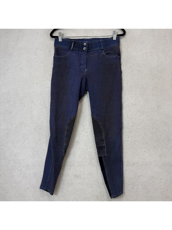 Romfh Pants - ROMFH Pants Womens 26R Blue Animal Print Twill Jegging Stretch Riding Pockets